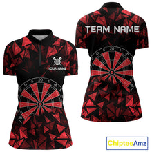 Load image into Gallery viewer, Custom Black &amp; Red Geometric Dartboard Dart Quarter-Zip Shirt For Women Outfits Dart Jerseys NYN1607