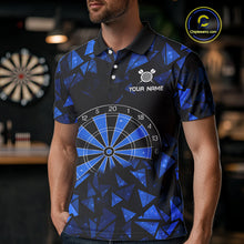 Load image into Gallery viewer, Custom Black Blue Geometric Dartboard Dart Polo Shirt For Men Outfits Dart Jerseys NYN1608