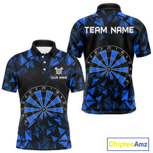 Load image into Gallery viewer, Custom Black Blue Geometric Dartboard Dart Polo Shirt For Men Outfits Dart Jerseys NYN1608