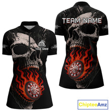 Load image into Gallery viewer, Custom Red Flames Skull Dartboard Dart Women Quarter-Zip Shirt Grunge Dart Team Jerseys NYN1613