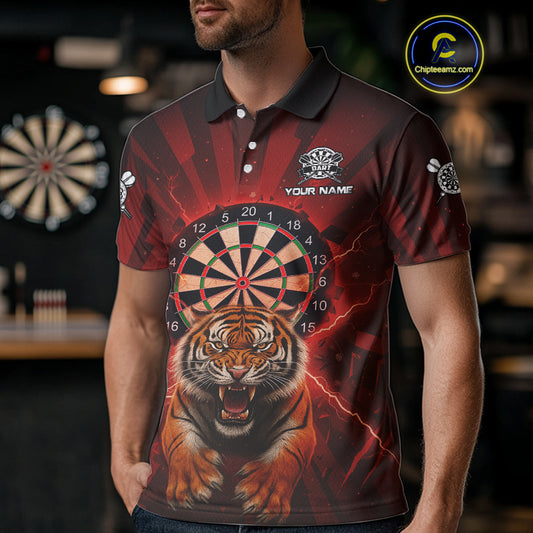 Horror Tiger Red Dartboard Custom Men's Darts Polo Shirt Dart Tournament Jerseys NYN1901