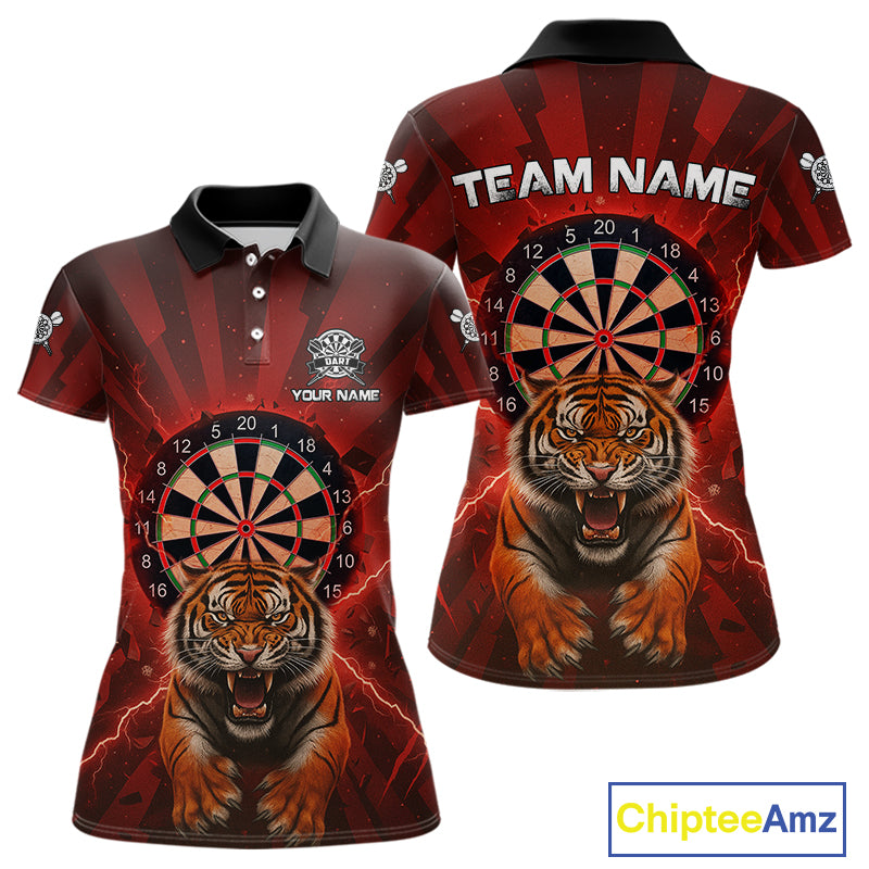 Horror Tiger Red Dartboard Custom Women's Darts Polo Shirt Dart Tournament Jerseys NYN1901
