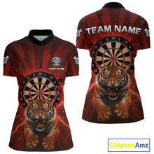 Load image into Gallery viewer, Horror Tiger Red Dartboard Custom Women&#39;s Darts Quarter-Zip Shirt Dart Tournament Jerseys NYN1901