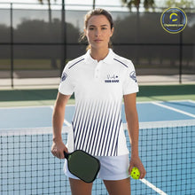 Load image into Gallery viewer, Custom White And Blue Stripes Pickleball League Jerseys Women Pickleball Paddle Team Shirts NYN2162