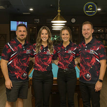 Load image into Gallery viewer, Eagle Red Flames 8 Ball Pool Polo &amp; 1/4-Zip Shirt For Men Personalized Balls Billiard Gifts NYN2423