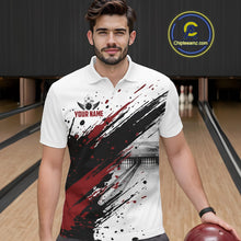 Load image into Gallery viewer, Black And Red Splatter Paint Bowling Ball &amp; Pins Shirts Custom Team Bowling Attire For Men NYN3446