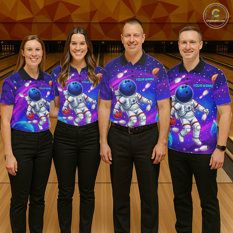 Funny astronaut galaxy bowling team shirts custom bowling jerseys for bowlers