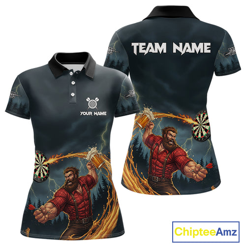 Custom Funny Play Darts & Beer Human Dartboard Women Darts Polo Shirt Dart Jerseys NYN1915