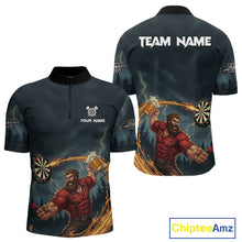 Load image into Gallery viewer, Custom Funny Play Darts &amp; Beer Human Dartboard Men Darts Quarter-Zip Shirt Dart Jerseys NYN1915
