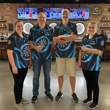 Load image into Gallery viewer, Custom Flaming Dragon Blue Digital Flow Women Darts Quarter-Zip Team Shirt Dart League Jerseys NYN2177