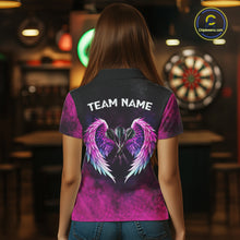 Load image into Gallery viewer, Blue &amp; Pink Tie Dye Grunge Darts Polo Shirts For Women Custom Wings Dartboard Team Jerseys NYN2447