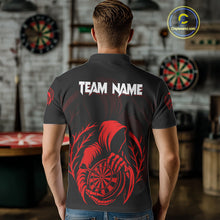 Load image into Gallery viewer, Custom Black And Red Grim Reaper Dartboard Dart Men Polo Shirt Outfits Dart Jerseys NYN1636