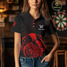 Load image into Gallery viewer, Custom Black And Red Grim Reaper Dartboard Dart Women Polo Shirt Outfits Dart Jerseys NYN1636
