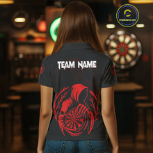 Load image into Gallery viewer, Custom Black And Red Grim Reaper Dartboard Dart Women Polo Shirt Outfits Dart Jerseys NYN1636