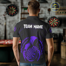 Load image into Gallery viewer, Custom Black And Purple Grim Reaper Dartboard Dart Men Polo Shirt Outfits Dart Jerseys NYN1637