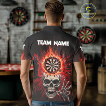 Load image into Gallery viewer, Red Skeleton Flames Cracked Dartboard Custom Men Darts Polo Shirt Dart Jerseys NYN1920