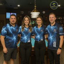 Load image into Gallery viewer, Thunder Lightning Blue Billiard Shirts For Men Custom Cracked 8 Ball Pool Billiard Team Jerseys NYN3044