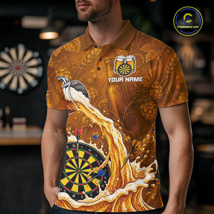 Cheer Beer Dartboard Men Dart Polo 1/4-Zip Shirt Custom Barley & Hops Patten Dart Team Attire NYN3213