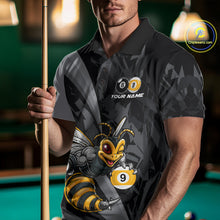 Load image into Gallery viewer, Male model wearing Funny Bee pool jersey featuring personalized championship tournament apparel, cue sports performance clothing, adorable bee mascot athletic uniform for APA and BCA events