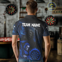 Load image into Gallery viewer, Custom Blue Smokes Flame Dartboard Grim Reaper Dart Men Polo Jerseys Dart Team Shirt NYN1655