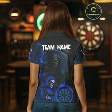 Load image into Gallery viewer, Custom Blue Smokes Flame Dartboard Grim Reaper Dart Women Polo Jerseys Dart Team Shirt NYN1655