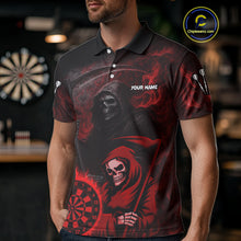 Load image into Gallery viewer, Custom Red Smokes Flame Dartboard Grim Reaper Dart Men Polo Jerseys Dart Team Shirt NYN1656
