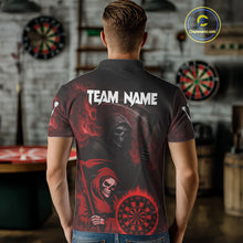 Load image into Gallery viewer, Custom Red Smokes Flame Dartboard Grim Reaper Dart Men Polo Jerseys Dart Team Shirt NYN1656