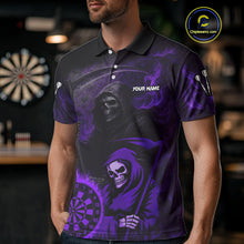 Load image into Gallery viewer, Custom Purple Smokes Flame Dartboard Grim Reaper Dart Men Polo Jerseys Dart Team Shirt NYN1657