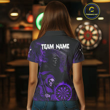 Load image into Gallery viewer, Custom Purple Smokes Flame Dartboard Grim Reaper Dart Women Polo Jerseys Dart Team Shirt NYN1657