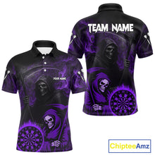 Load image into Gallery viewer, Custom Purple Smokes Flame Dartboard Grim Reaper Dart Men Polo Jerseys Dart Team Shirt NYN1657