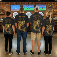 Load image into Gallery viewer, Personalized Black &amp; Gold Funny Shark Tribal Dart Quarter-Zip Shirts Men Dart Team Jerseys NYN2186