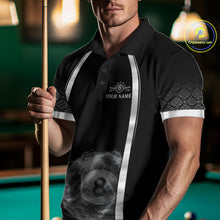 Load image into Gallery viewer, Black &amp; Silver Thunder Lightning White 8 Ball Billiard Jerseys For Men Custom Billiard Team Shirt NYN2834