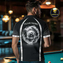 Load image into Gallery viewer, Black &amp; Silver Thunder Lightning White 8 Ball Billiard Jerseys For Men Custom Billiard Team Shirt NYN2834