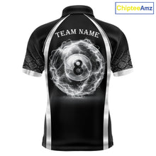 Load image into Gallery viewer, Black &amp; Silver Thunder Lightning White 8 Ball Billiard Jerseys For Men Custom Billiard Team Shirt NYN2834