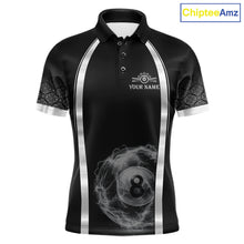 Load image into Gallery viewer, Black &amp; Silver Thunder Lightning White 8 Ball Billiard Jerseys For Men Custom Billiard Team Shirt NYN2834