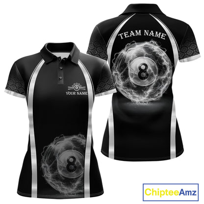 Black & Silver Thunder Lightning White 8 Ball Billiard Jerseys For Men Custom Billiard Team Shirt NYN2834