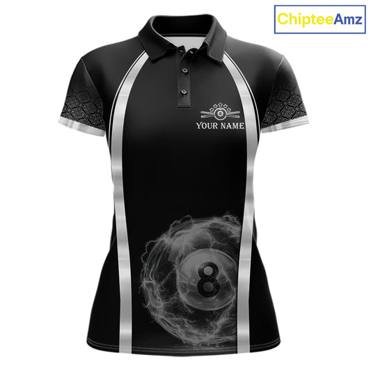 Black & Silver Thunder Lightning White 8 Ball Billiard Jerseys For Men Custom Billiard Team Shirt NYN2834