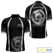 Load image into Gallery viewer, Black &amp; Silver Thunder Lightning White 8 Ball Billiard Jerseys For Men Custom Billiard Team Shirt NYN2834
