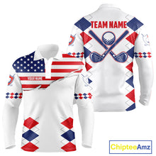 Load image into Gallery viewer, Mens US Flag Golf Shirts Patriotic Golf Jersey Custom Red And Blue Golf Polo Clothes, Golf Gifts NYN3054