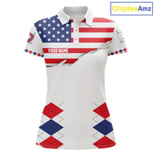 Load image into Gallery viewer, Womens US Flag Golf Shirts Patriotic Golf Jersey Custom Red And Blue Golf Polo Clothes, Golf Gifts NYN3054