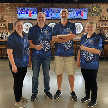 Load image into Gallery viewer, Personalized Fern Leaves Blue Fire Tribal Dart Quarter-Zip Shirts For Women Dart Team Jerseys NYN2193
