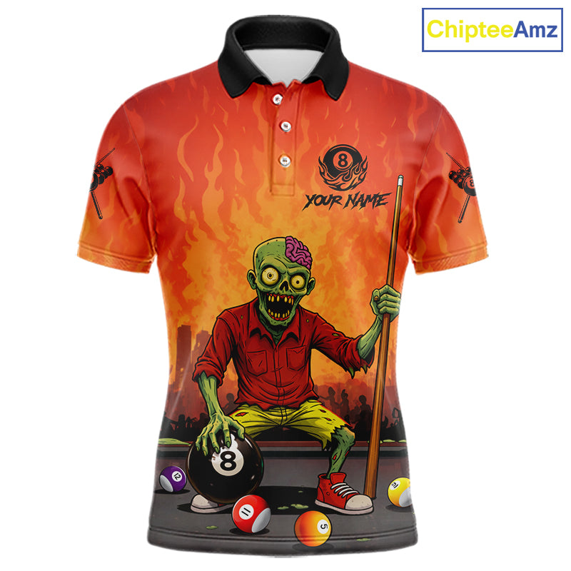 Skeleton Play 8 Ball Pool Men's Billiard Polo & 1/4 Zip Team Shirt Custom Funny Billiard Attire NYN2480