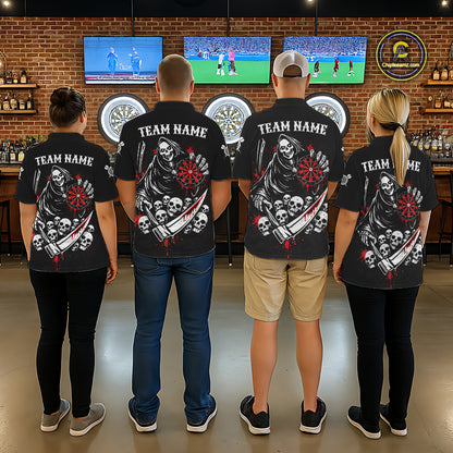 Red Dripping Grim Reaper Dartboard Skull Dart Polo Shirts For Men Custom Name For Dart Players NYN2684