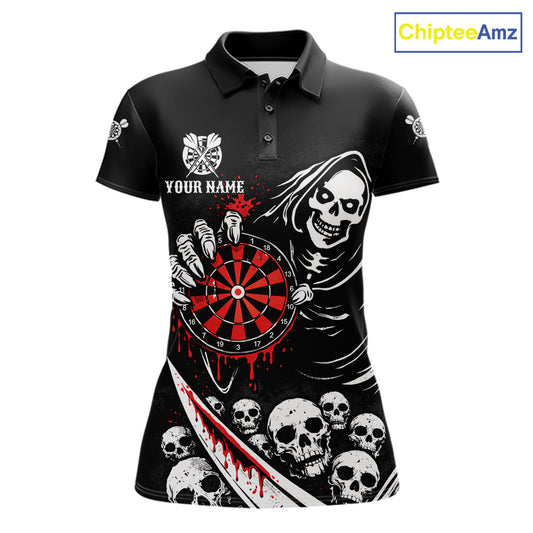 Red Dripping Grim Reaper Dartboard Skull Dart Polo Shirts For Women Custom Name For Dart Players NYN2684