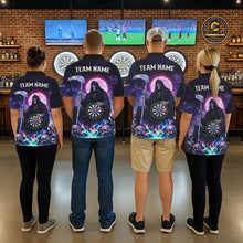 Load image into Gallery viewer, Galaxy Holographic Grim Reaper Dartboard Skull Dart Polo Shirts For Women Custom Name For Dart Players NYN2686