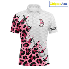 Load image into Gallery viewer, Camouflage Mens Golf Polo Shirt Custom Pink Funny Flamingo Pattern White Golf Team Shirts NYN2835