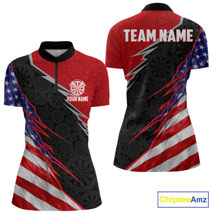 Personalized American Flag Darts Shirt For Women Custom Patriotic US Darts Team Jersey NYN2840