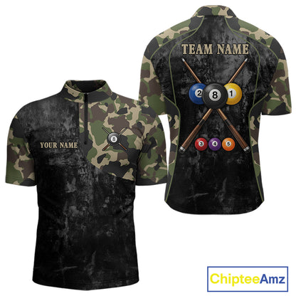 Black Grunge Camouflage Billiard Pool Shirt For Men Custom 8 Ball Billiard Team Jersey NYN3065