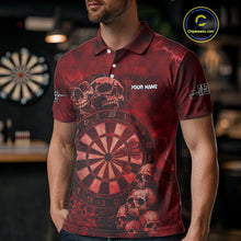 Load image into Gallery viewer, Custom Grunge Red Dartboard Multi-Skull Dart Men Polo Shirt Dart Team Jerseys NYN1622