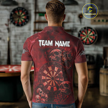 Load image into Gallery viewer, Custom Grunge Red Dartboard Multi-Skull Dart Men Polo Shirt Dart Team Jerseys NYN1622